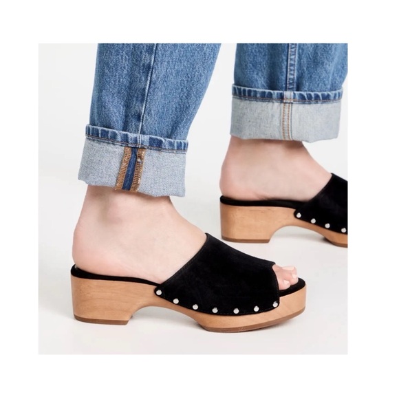 NEW Rag & Bone Mara Studded Clog Slides in Black Suede sz 39 - Picture 2 of 10